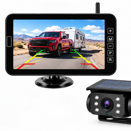 Solar Magnetic Wireless Backup Camera with 7" DVR Monitor
