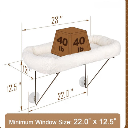 Cat Window Hammock with Fleece Bed | Strong Suction Mount | Large Cat Window Seat