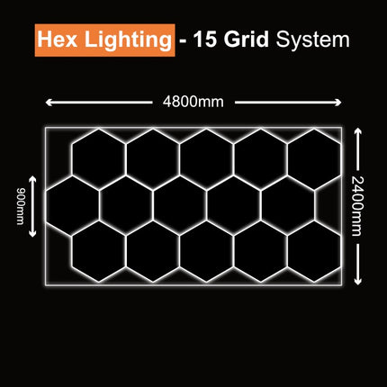 HEXAGON LED RGB OR WHITE LIGHTS WITH FRAME CAR GARAGE WORKSHOP GYM SALON SHOWROOM