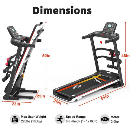 Folding Treadmill with a Massager and Dumbbells12km/h