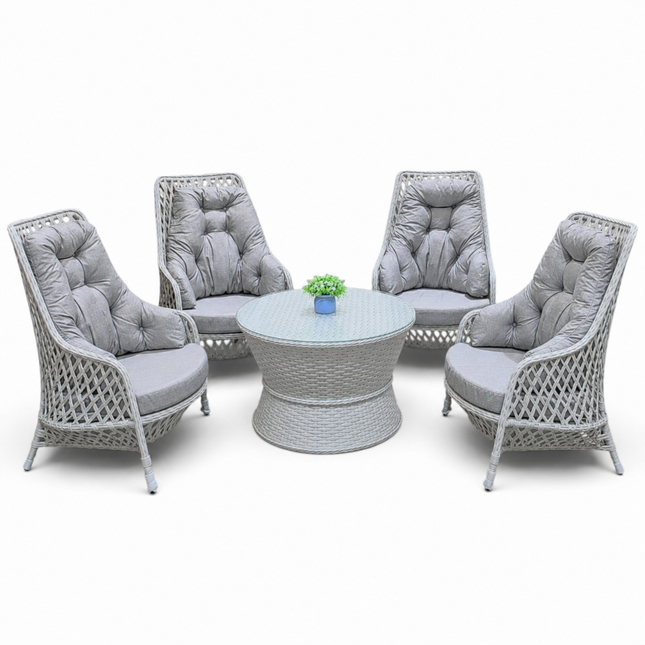 Two-seater wicker outdoor furniture set