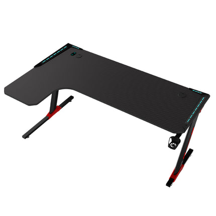L Shaped Desk Corner Gaming RGB Table With LED lights