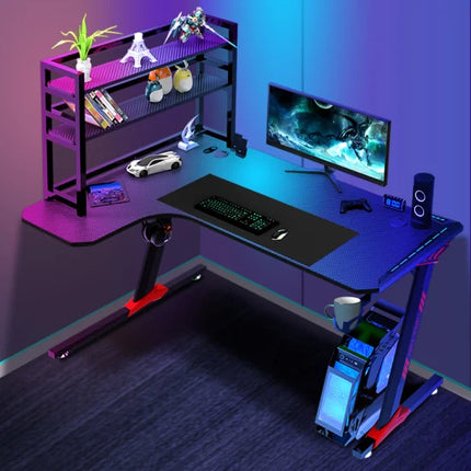 L Shaped Desk Corner Gaming RGB Table With LED lights