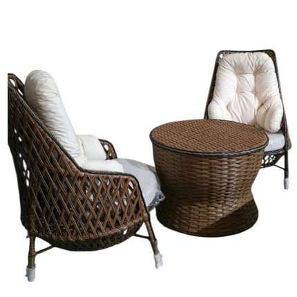 Two-seater wicker outdoor furniture set