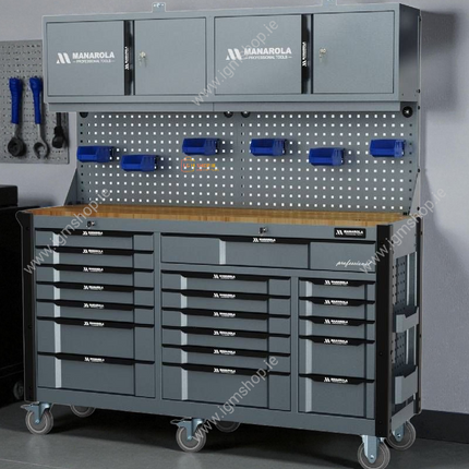 Manarola Empty Professional Toolchest With 19 Drawers and 4 Upper Cabinets