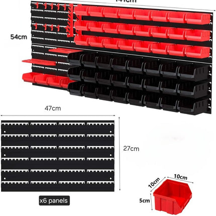 Storage Bin Set with Wall Panels | Ultimate Garage & Craft Organizer 72-Piece Plastic