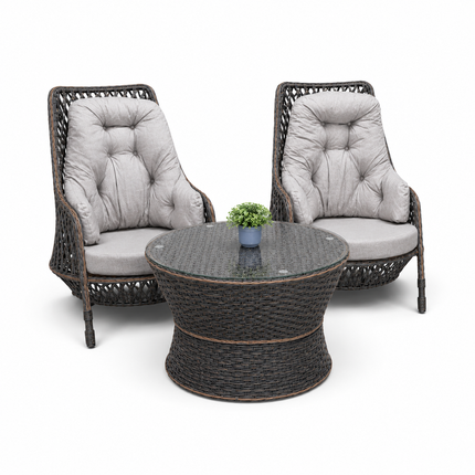 Two-seater wicker outdoor furniture set