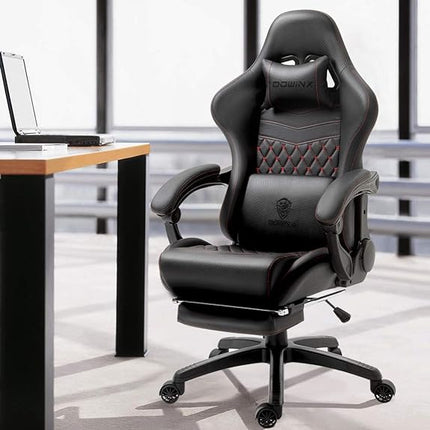 Dowinx Gaming Chair Office With Massage Ergonomic Style Pu Leather High Back Adjustable Chair With Footrest