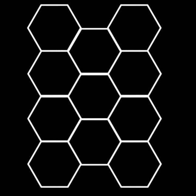 HEXAGON LED RGB OR WHITE LIGHTS WITH FRAME CAR GARAGE WORKSHOP GYM SALON SHOWROOM