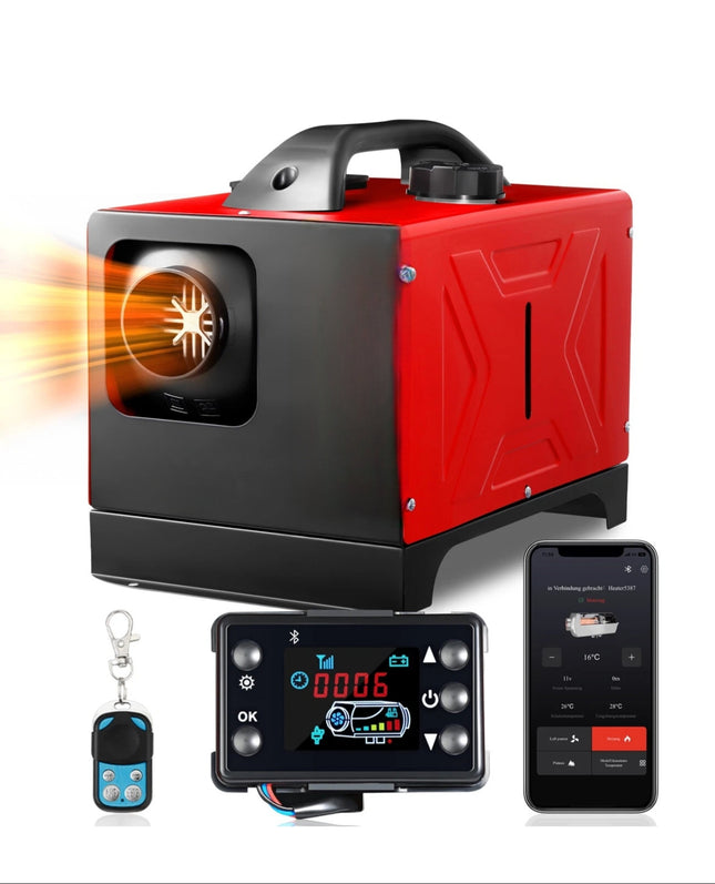 12V/24V All-in-One Diesel Air Heater with Bluetooth, Remote & Built-in 220V Inverter