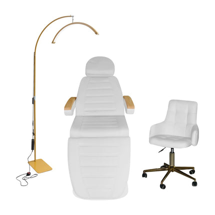 Electric Treatment Bed, Beauty Stool and LED Moon Lamp Professional 3-Piece Beauty Set