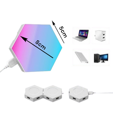 8 pieces Hexagon RGB LED Light