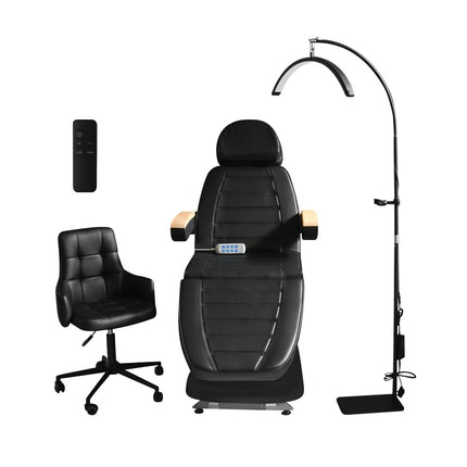 Electric Treatment Bed, Beauty Stool and LED Moon Lamp Professional 3-Piece Beauty Set