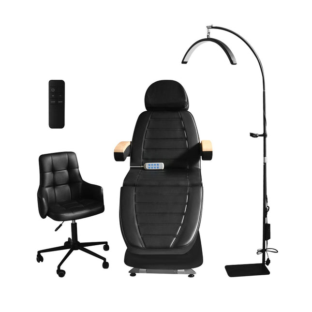 Electric Treatment Bed, Beauty Stool and LED Moon Lamp Professional 3-Piece Beauty Set