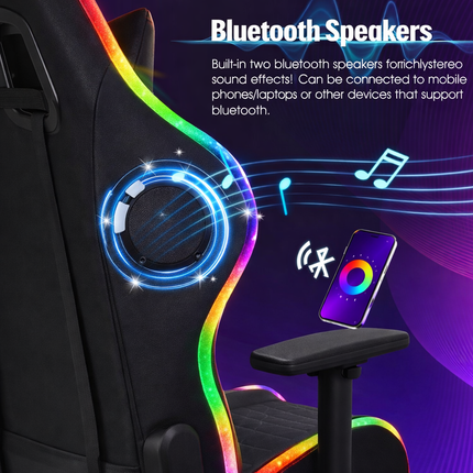 IGM Gaming LED Gaming Chair with Bluetooth Speaker and Adjustable 3D Armrests