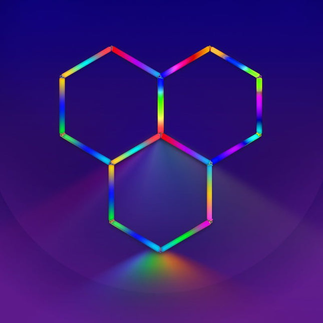 HEXAGON LED RGB OR WHITE LIGHTS WITH FRAME CAR GARAGE WORKSHOP GYM SALON SHOWROOM