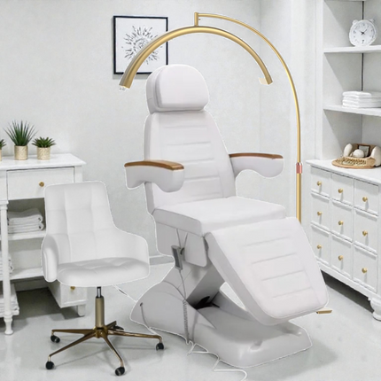 Electric Treatment Bed, Beauty Stool and LED Moon Lamp Professional 3-Piece Beauty Set