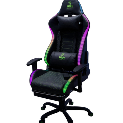 IGM Gaming LED Gaming Chair with Bluetooth Speaker and Adjustable 3D Armrests