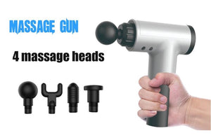 Massage GunMassage Gun Hand-Held Therapy Device For Relaxing Shock Vibration Deep MusclesBrand newMaterial: ABSPower: 2030WNumber Of Massage Heads: 4Battery Capacity: 2500mAhRa