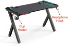 Gaming PC Table With LED lightsGaming Desk with RGB LED Lights, Computer Desk, with USB Gaming Handle Rack, Cup Holder & Headphone Hook,
LARGE GAMING SURFACE:This gaming desk has a sleek carbo