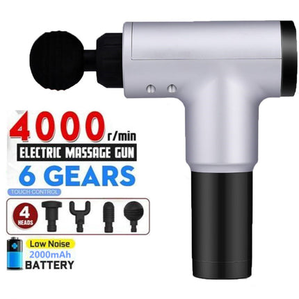 Massage GunMassage Gun Hand-Held Therapy Device For Relaxing Shock Vibration Deep MusclesBrand newMaterial: ABSPower: 2030WNumber Of Massage Heads: 4Battery Capacity: 2500mAhRa
