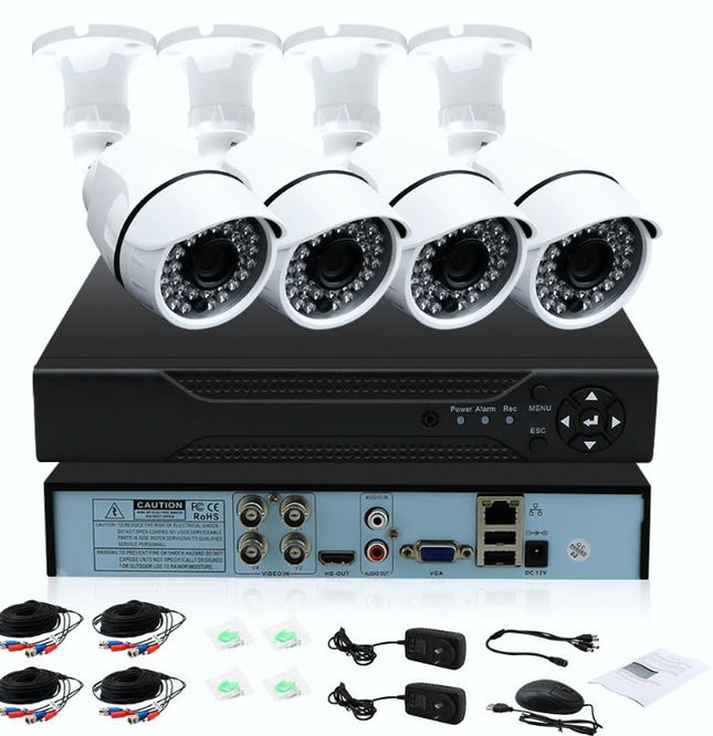 CCTV 4 Camera System Home Security KitPackage included:- 1 X 4CH AHD 1080P DVR Digital Video Recorder(500 GB HDD included)- 4 x HD 1080P 2MP Outdoor Waterproof Cameras- 4 X 60feet(18m) Video Cable for Ca