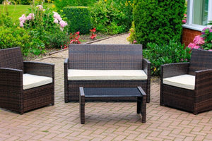 4 Seater Rattan Garden Furniture SetRattan Garden Furniture set 2+1+1 and table 
Brand new 
Comes flatpack, about 40minutes to put it together 
With cushions.
Next day delivery if ordered before 11am