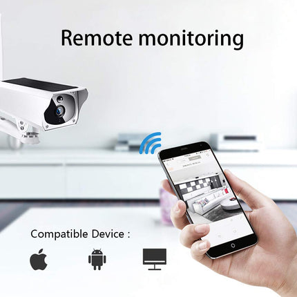 Security Camera Wireless Solar Power 1080P HD CCTVSecurity Camera Wireless Solar 1080P HD CCTV 2 MegaPixel 
 
Description : 
100% brand new and high quality! 
1080P HD night vision. 
This wireless camera does not ne