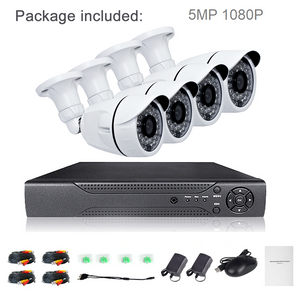 CCTV Camera kit 5mp 1080P 3CCTV Camera kit 5mp 1080P 
 
Package included:
 - 1 X 4CH AHD 1080P DVR Digital Video Recorder(1TB HDD included) 
- 4 x HD 1080P 5MP Outdoor Waterproof Cameras 
- 4 