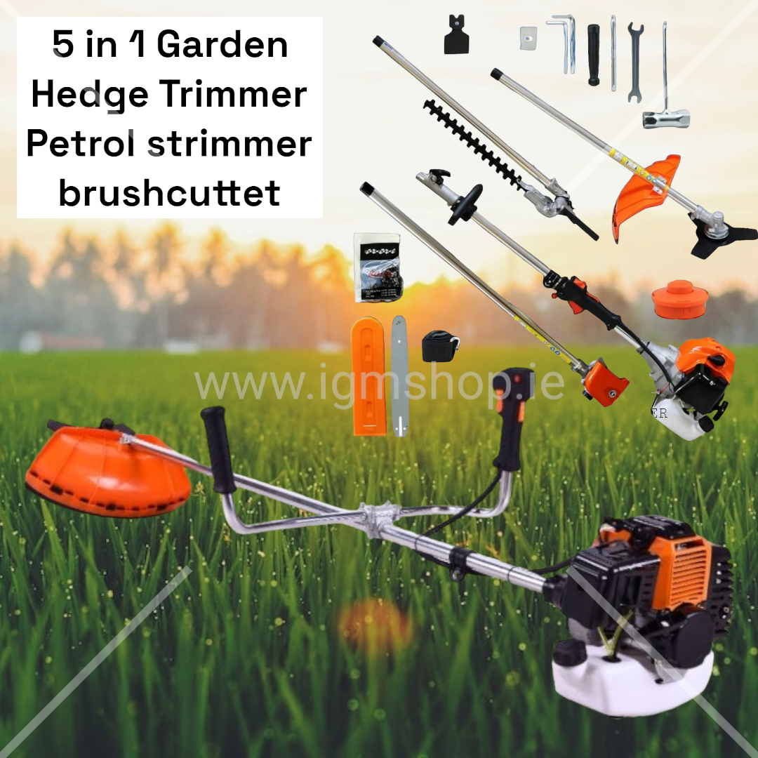 KayEsampra 5-in-1 52cc Gas Multi-Tool - Hedge Trimmer, Chainsaw, Brush Cutter, Strimmer
