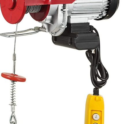 Hoist winchCapacity of Single/Double Line: 250kg/550lb, 500kg/1100lb  
Electric Hoist Lift 12m/40ft Electric Hoist Winch Durable 1000W Electric Forklift Steel Pallet Holder Lev